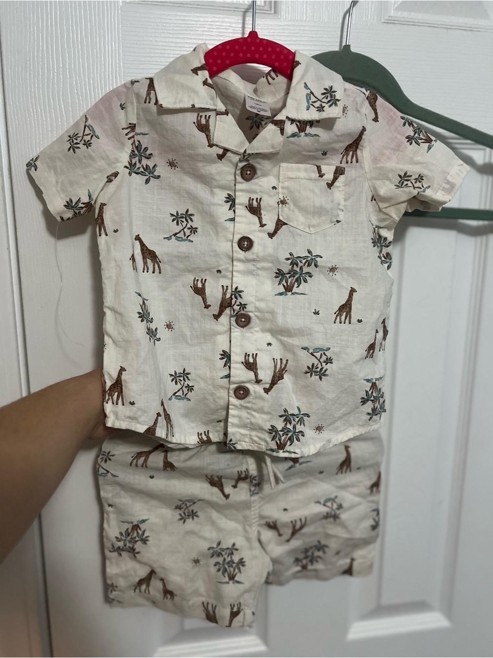 Carter's Cream Button-Up Safari Shirt with Shorts Set